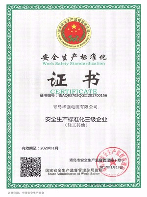 安全生产标准化证书